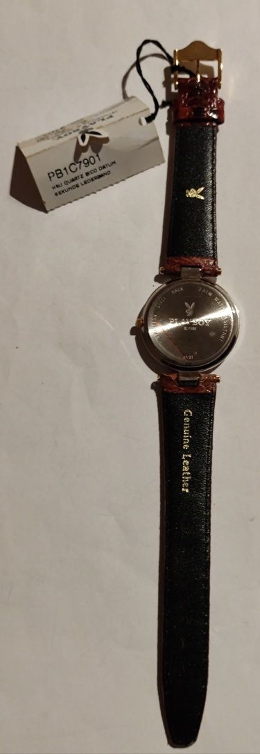 Vintage pozłacany zegarek Playboy z datownikiem Unisex