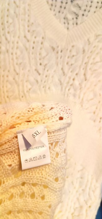 NOWA elegancka sukienka midi r. 5 XL - dzianina, ażurowy wzór