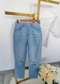 Spodnie jeansowe z wysokim stanem jeans vintage z dziurami