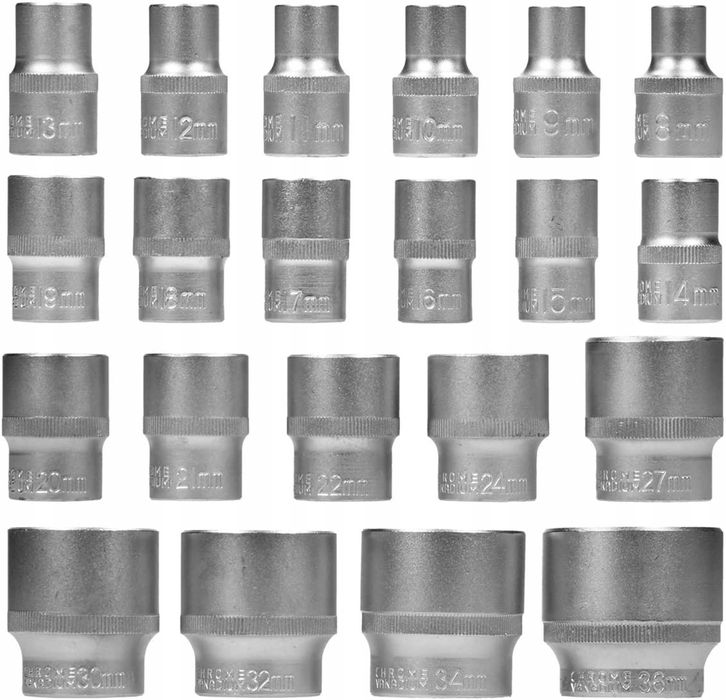 Nasadki SPLINE Klucze Nasadowe 21szt 8-36mm 12-kątne