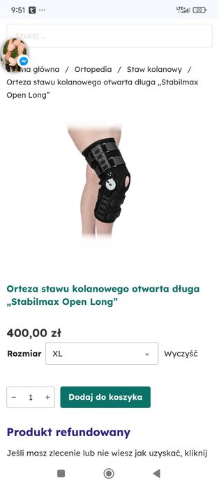 Orteza stawu kolanowego otwarta długa „Stabilmax Open Long” xl