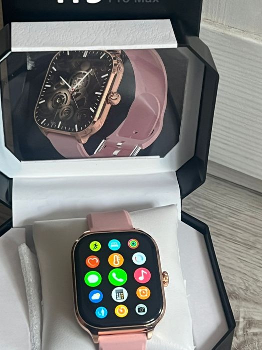 Elegancki smartwatch damski z funkcją rozmów – różowe złoto | LaxasFit
