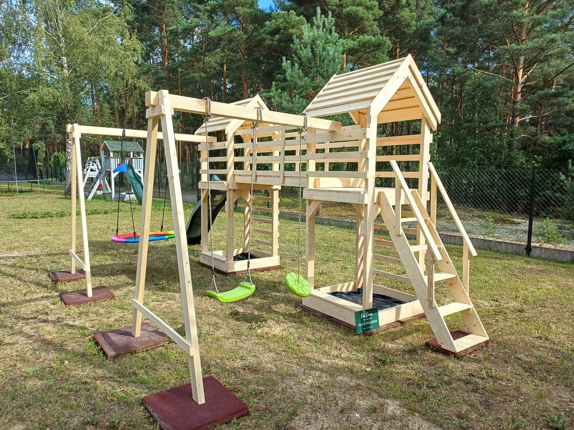 Mega Plac zabaw "POLA" - 2 domki, TABLICA KREDOWA - DOSTAWA CAŁY KRAJ!