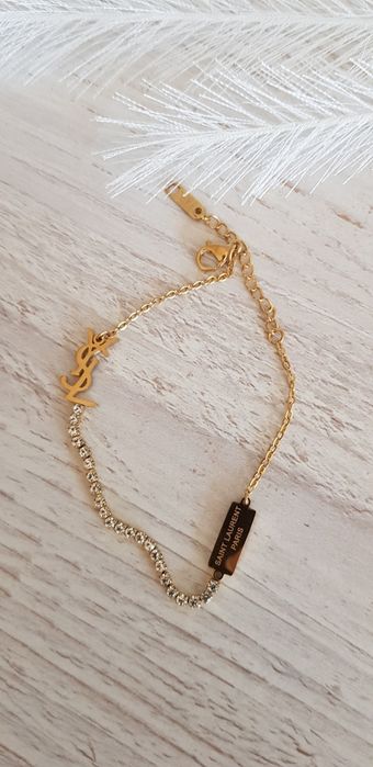 Bransoletka złota Y.S.L nowa  cyrkonie glamur