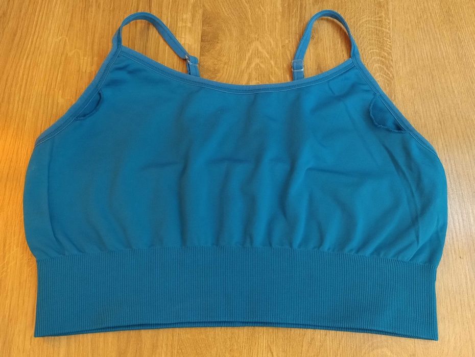 Nowy top, biustonosz sportowy bezszwowy, Oceanic-Morski, rozm. S/M.