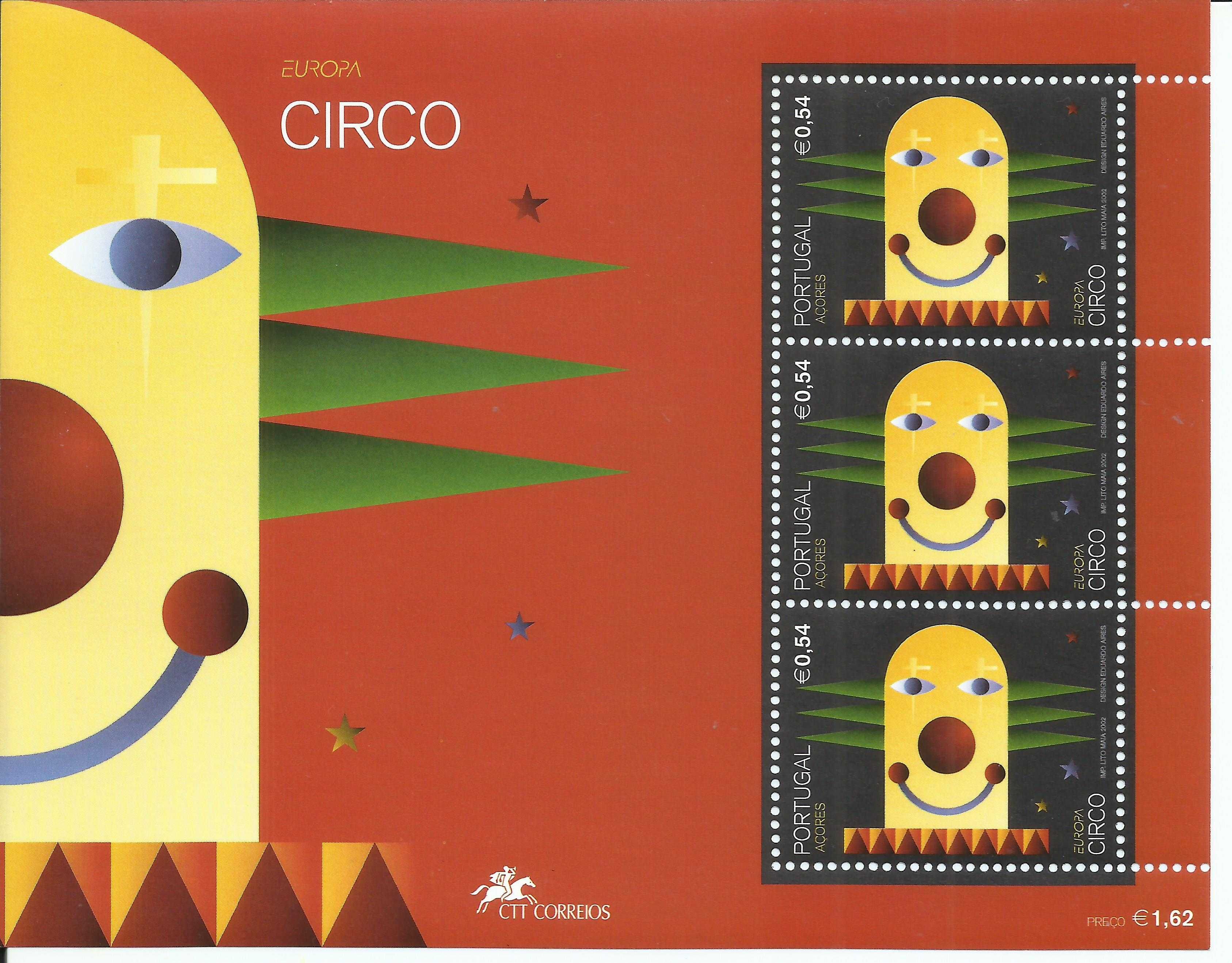 Selos portugueses – 3 blocos, Europa – O Circo, 2002 - Novos