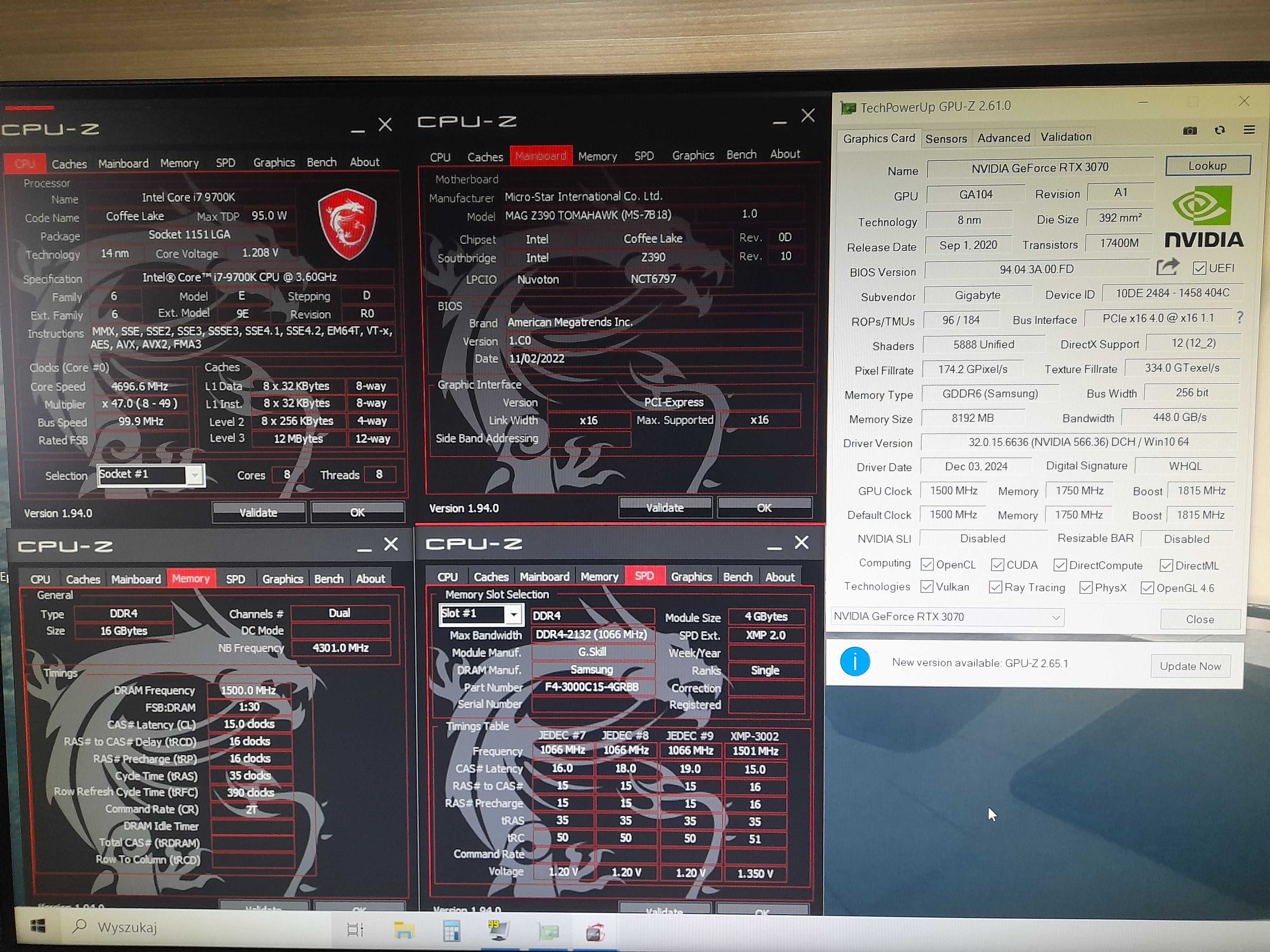I7 9700K/16GB DDR4/RTX 3070/2TB SSD