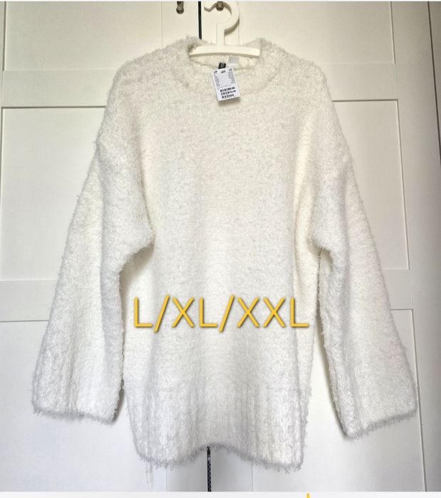 H&M sweter piękny sweterek L/XL/XXL biały nowy
