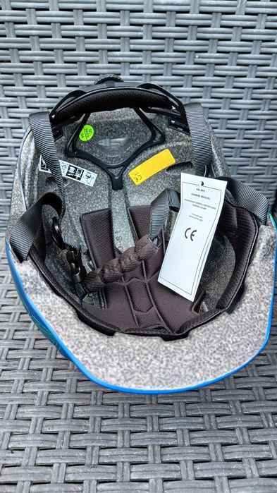 Kask rowerowy dla dzieci niebieski zielone wzory Nowy