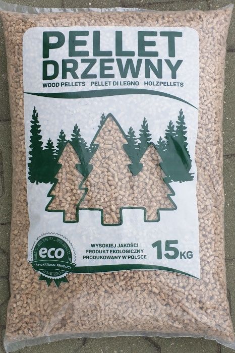 WYSOKA JAKOŚĆ PELLET drzewny sosnowy 6 mm, 15 kg worek KALORYCZNY