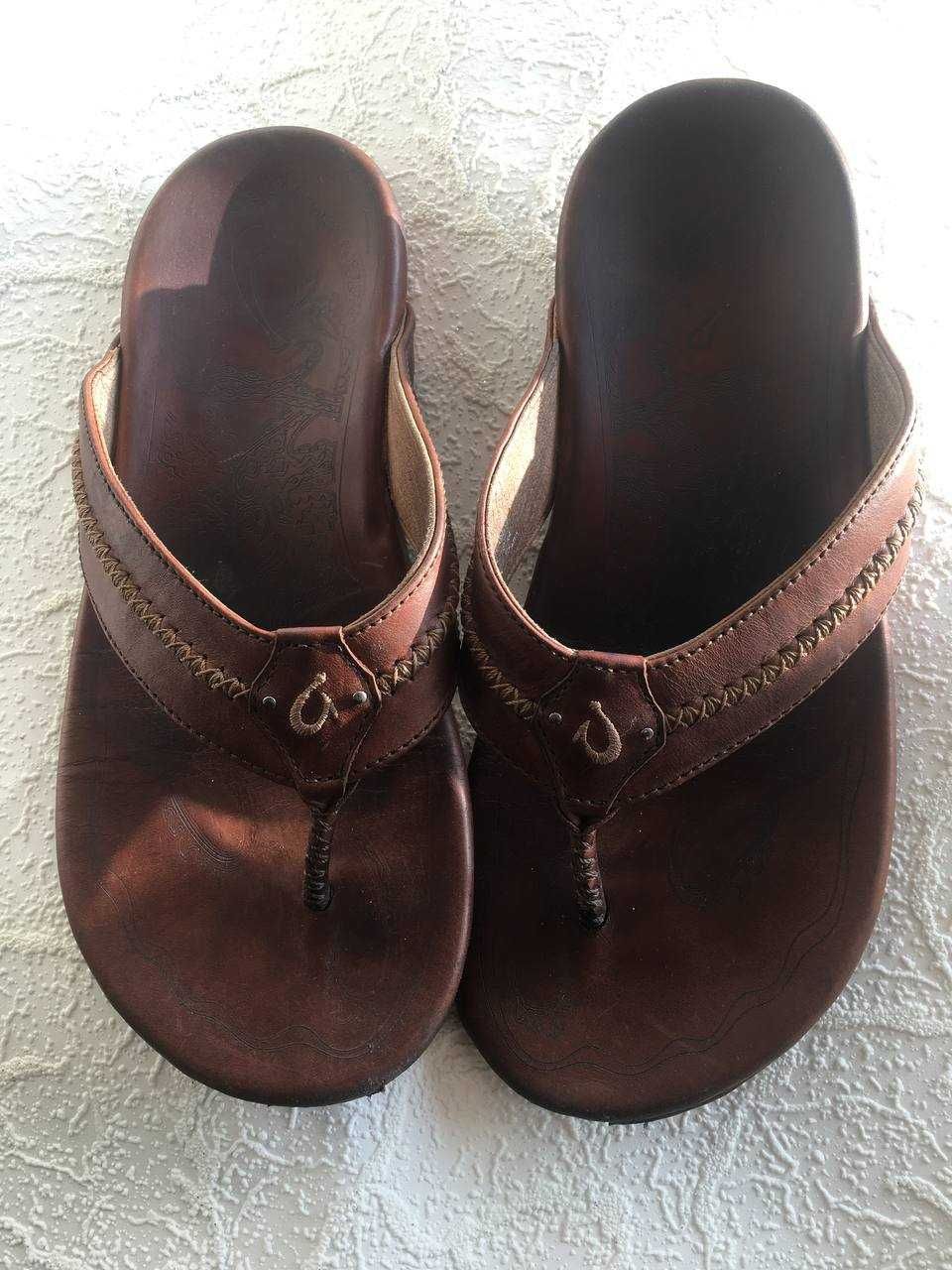 OluKai nike шлепацы вьетнамки коричневые 26.5- 27 см кожа 120$ Америка
