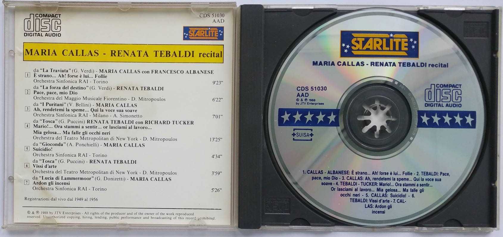 CD Maria Callas Renata Tebaldi recital