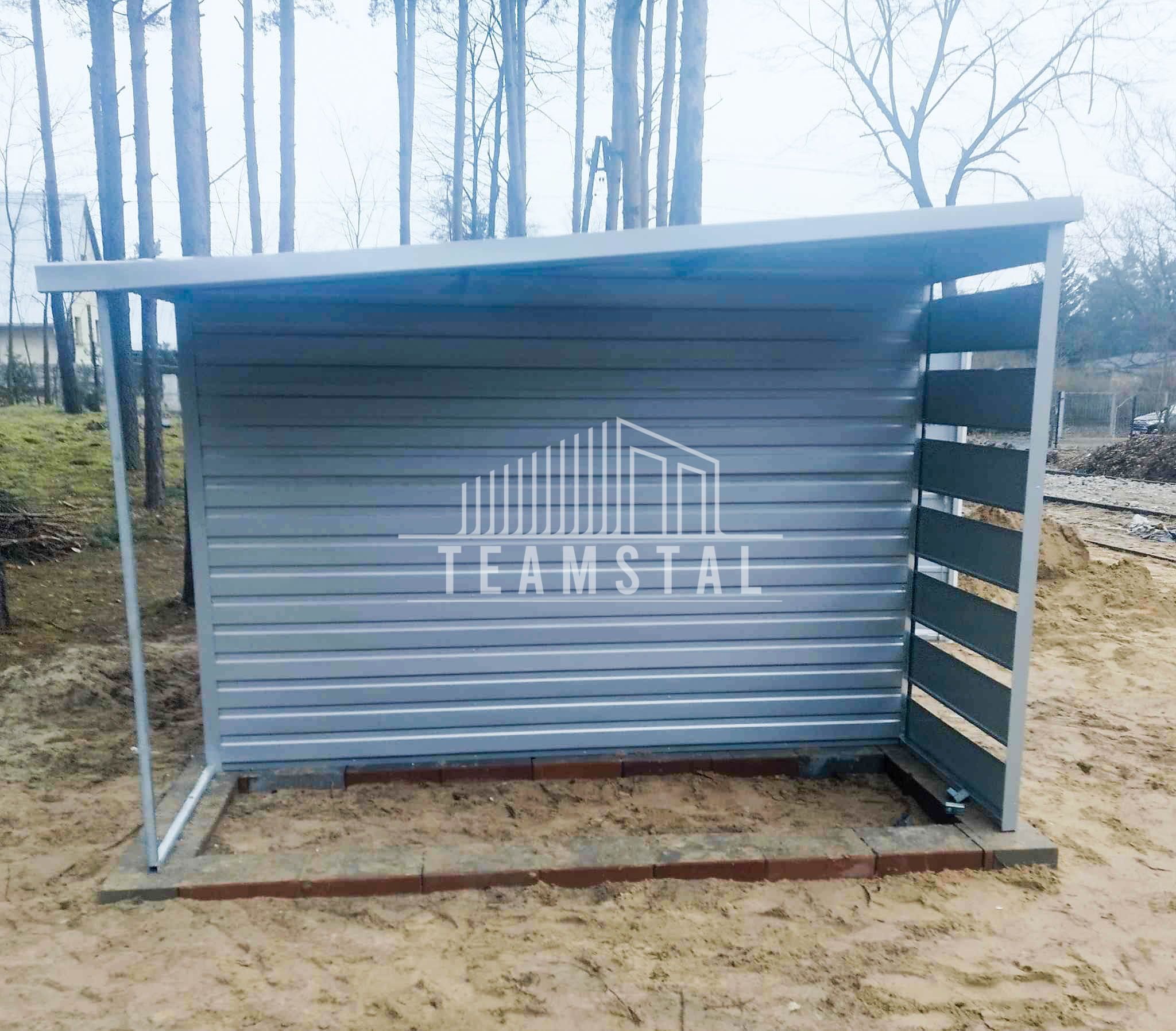 SCHOWEK - DOMEK OGRODOWY 3x3 m - wiata - okno - drzwi srebrny TS615
