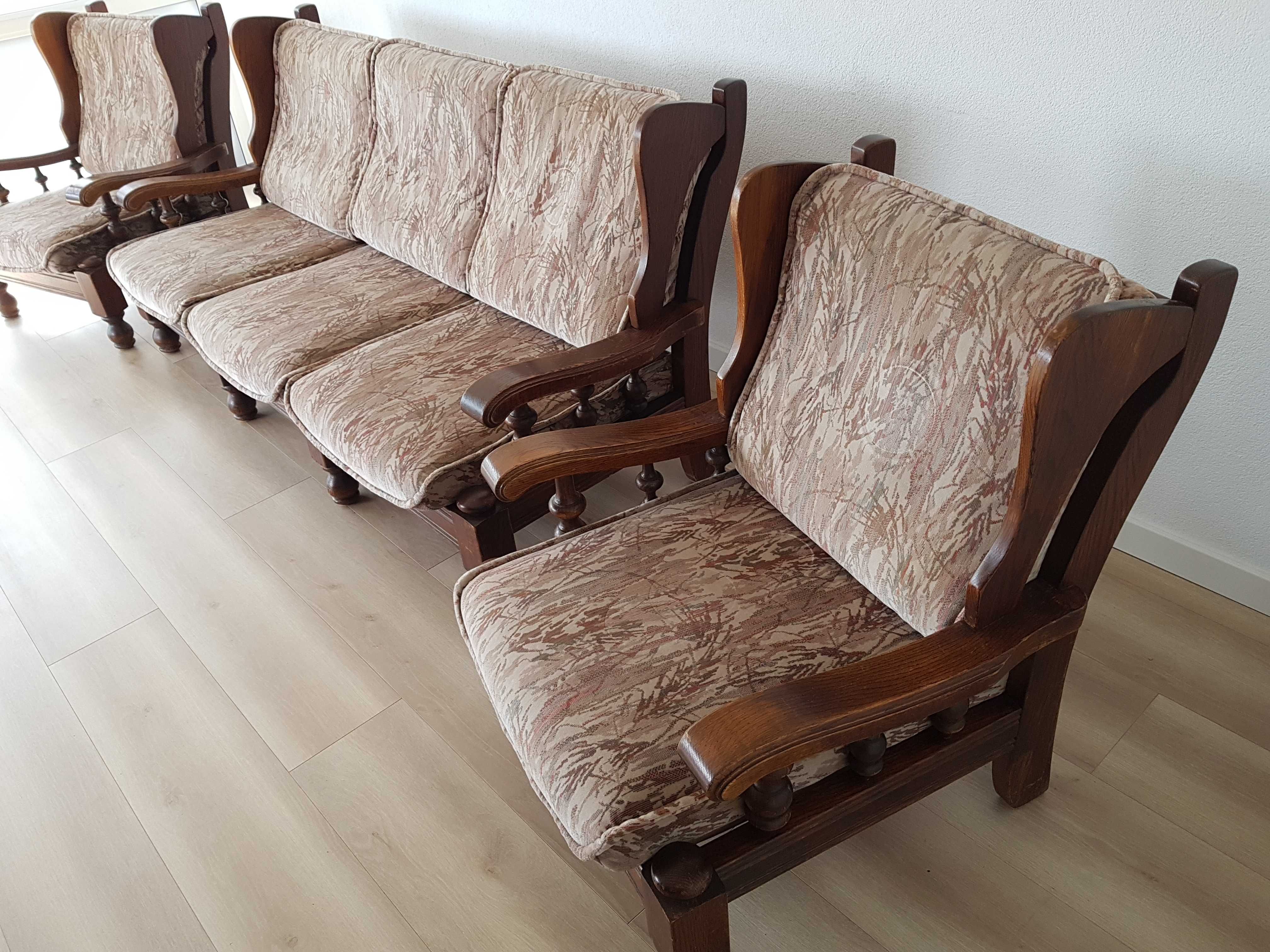 Meble wypoczynkowe dębowe Sofa i 2 Fotele Biłgoraj