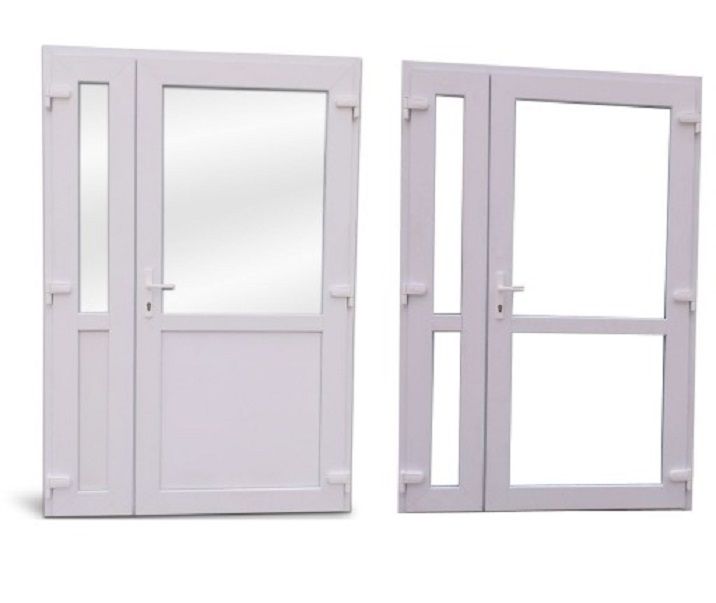 Drzwi sklepowe dwuskrzydłowe PCV białe 1250x2100 zewnętrzne TRANSPORT