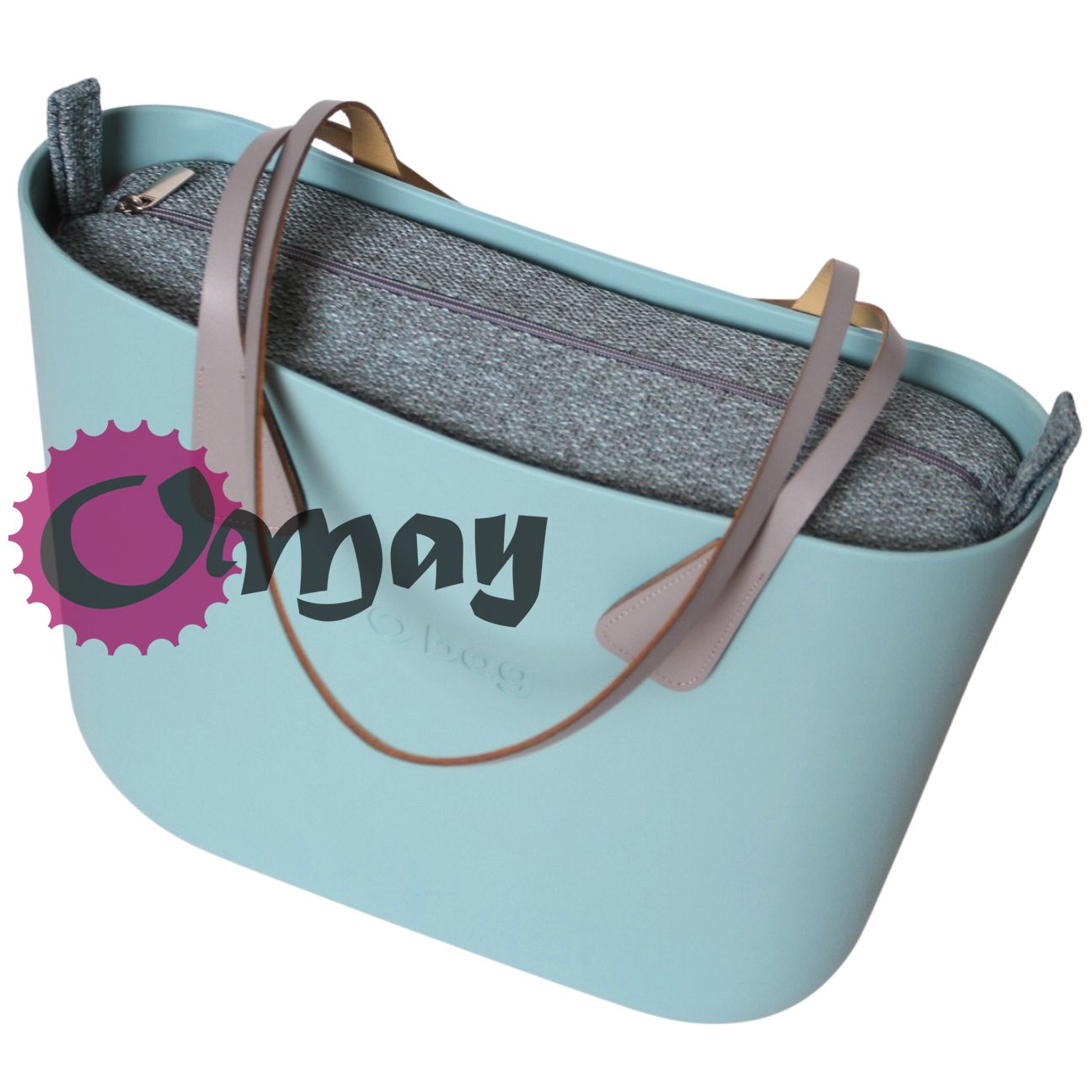 Szary organizer do OBAG STANDARD +OPASKA turkusowa struktura OMAY