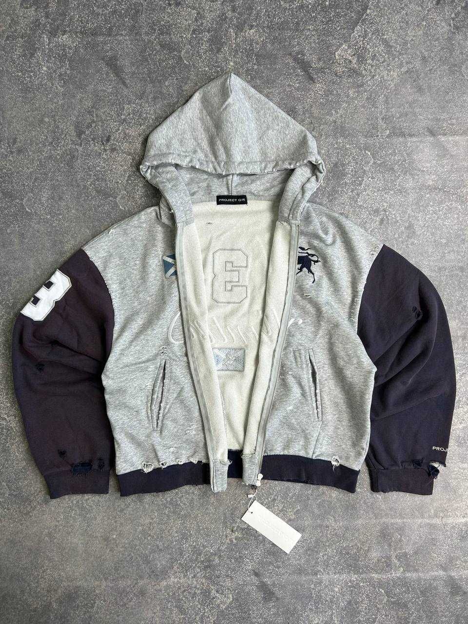 Project GRAILZ G/R gr кофта zip up худи серая зипка худі сіра зіп M S