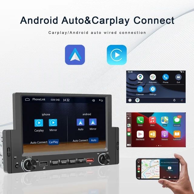 Rádio 1din 6,2" polegadas CARPLAY Android auto Bluetooth NOVO