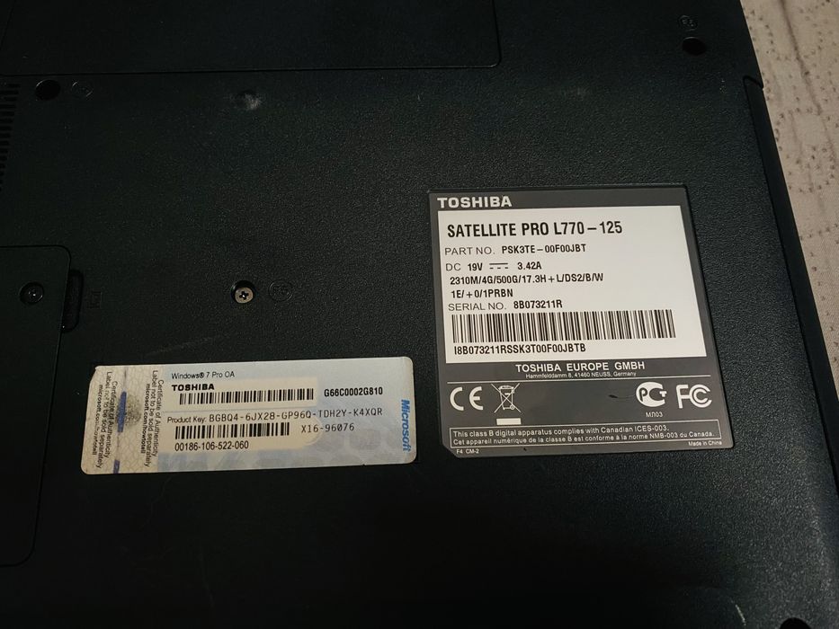 Ноутбук Toshiba Satellire pro L770-125 Intel core і3. Робочий