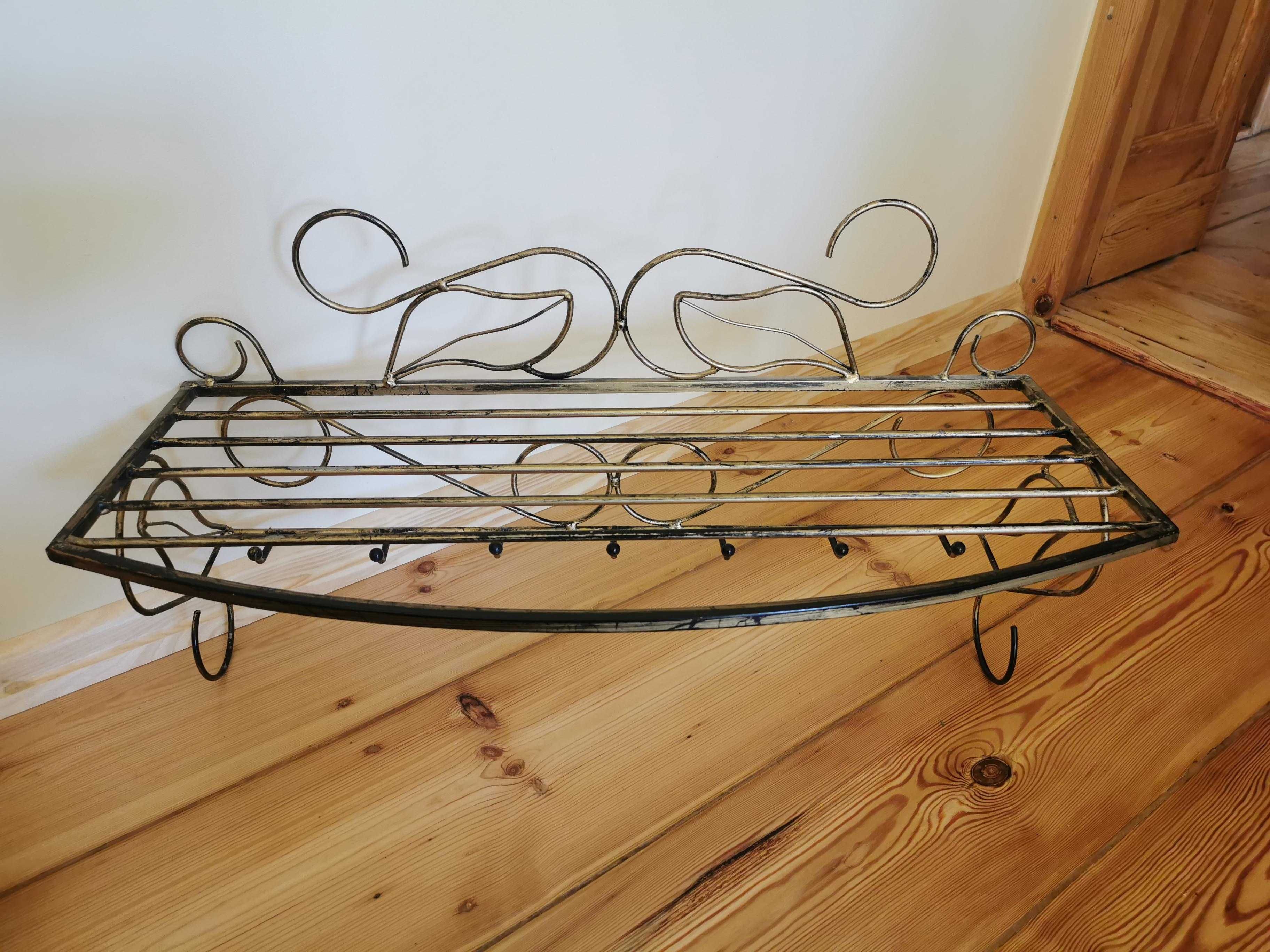 Wieszak ścienny na ubrania ozdobny 70 cm metaloplastyka kuty retro
