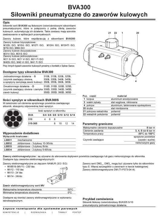 Siłownik pneumatyczny Spirax Sarco BVA 310