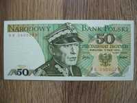 Banknot PRL 50 złotych 1975 r. ser BR Świerczewski UNC ciekawy numer