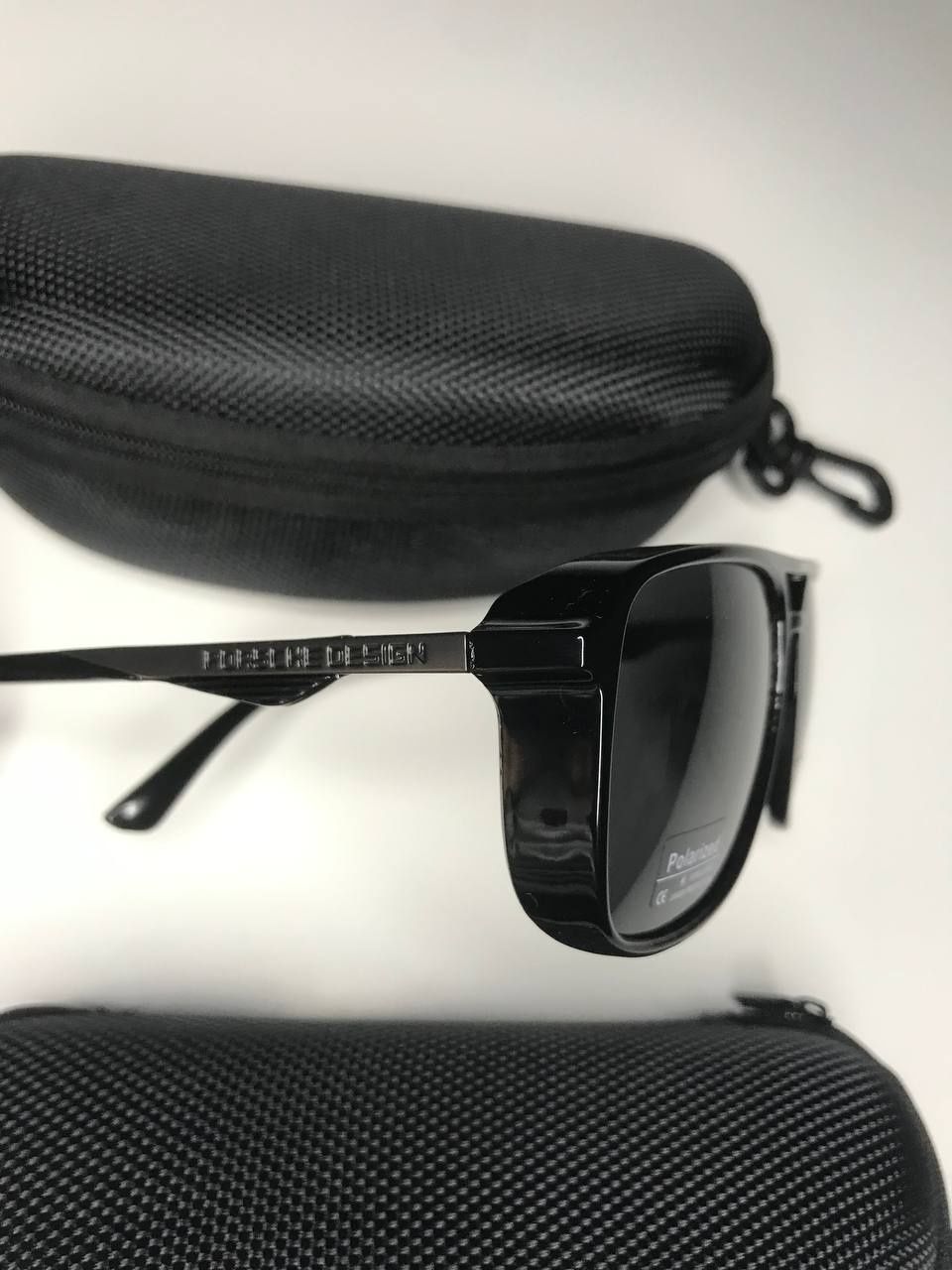 Солнцезащитные очки Porsche мужские черные Polarized со шторками