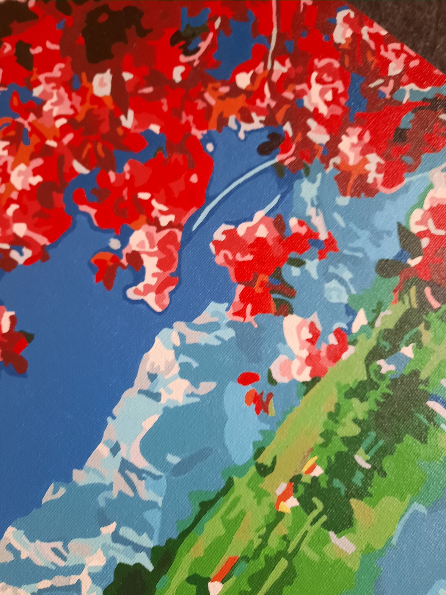 Obraz na płótnie, krajobraz górskie Jezioro z kwitnącym drzew