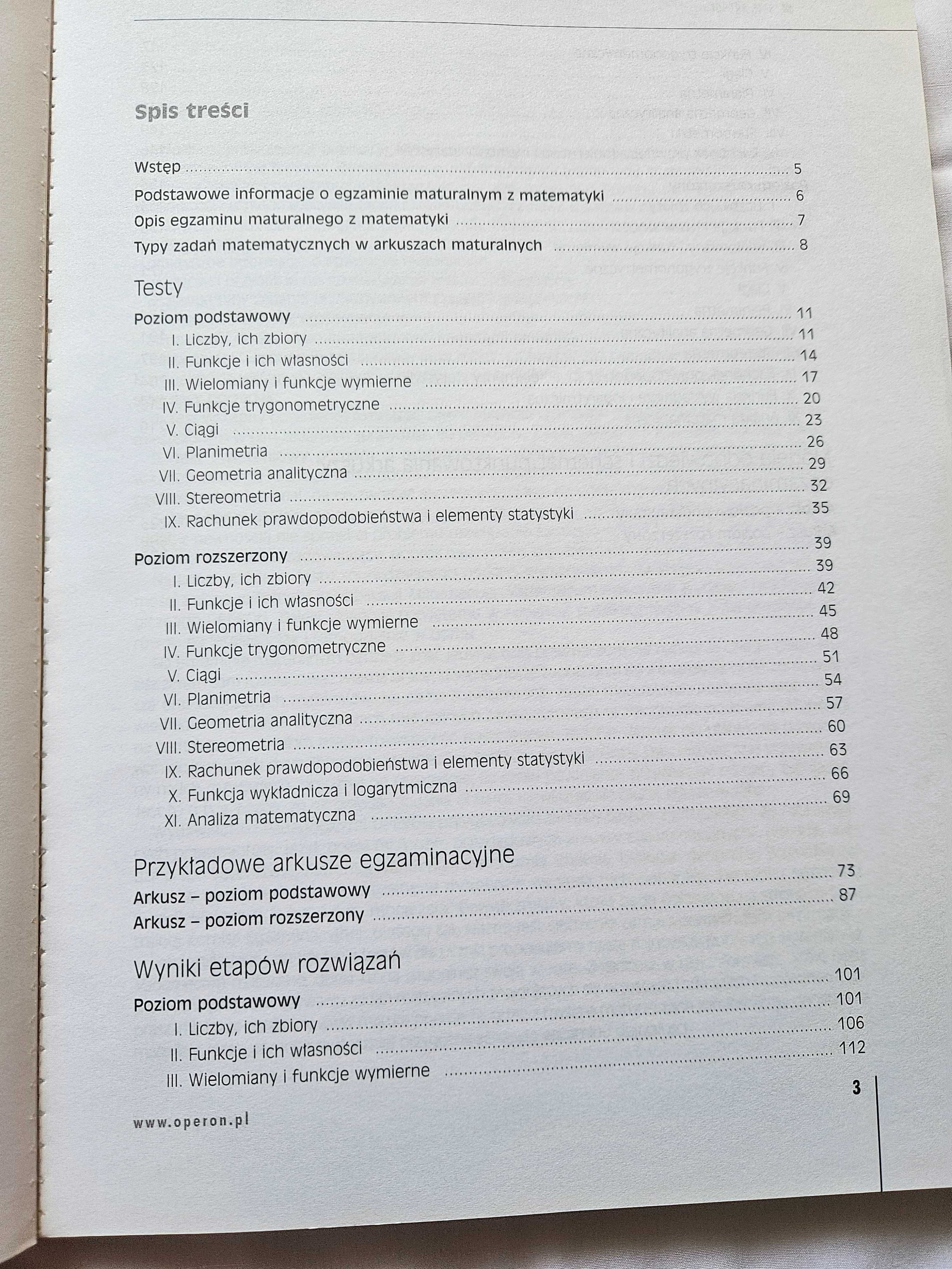 Matematyka testy do matury podst. i rozszerz. Operon i Pazdro