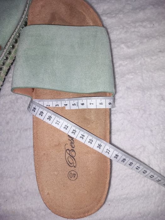 Klapki damskie kolor mietowy