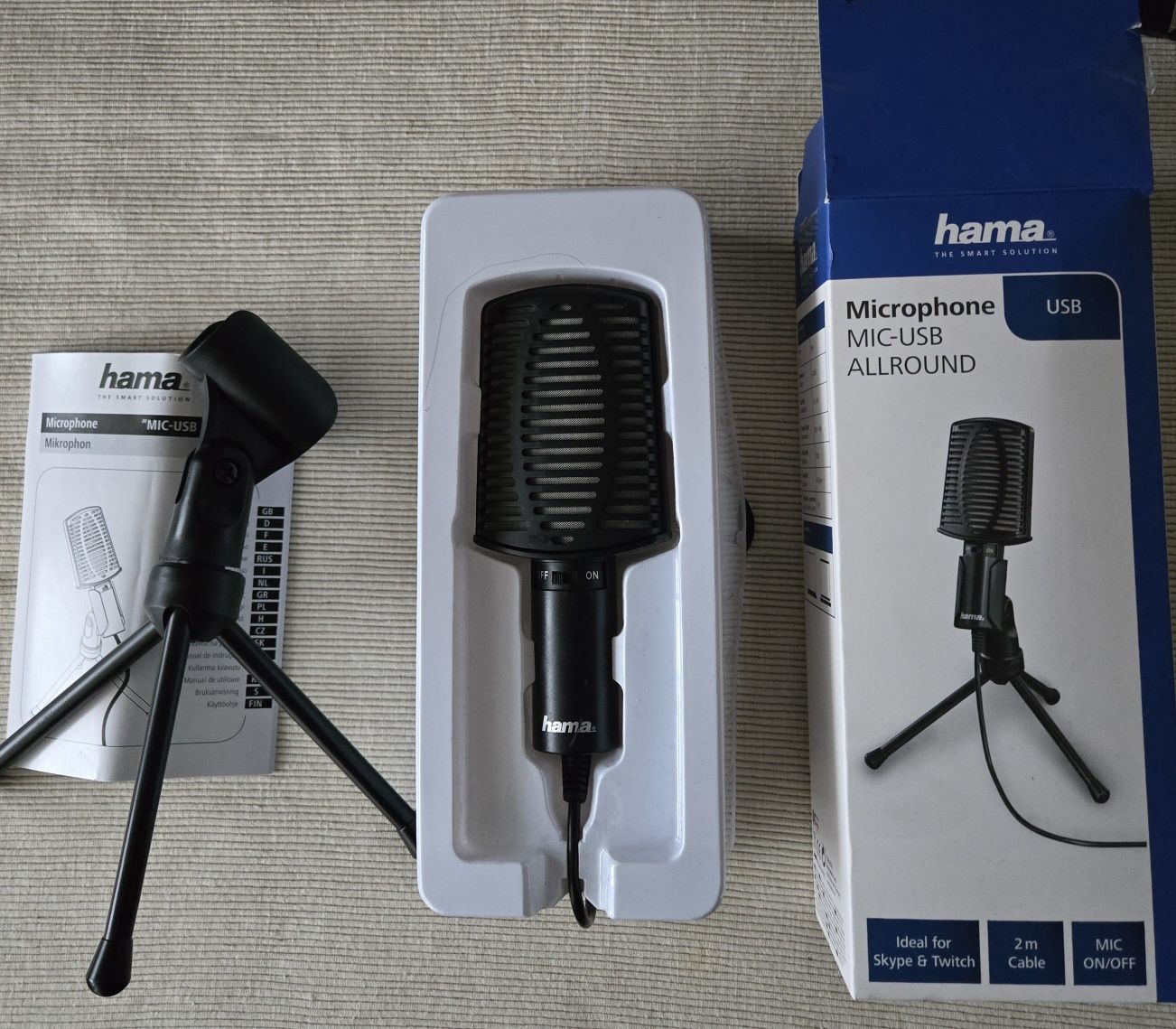 mikrofon hama czarny, stojak, usb