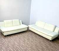 Комплект шкіряних меблів High tech диван + диван світлий, б\в