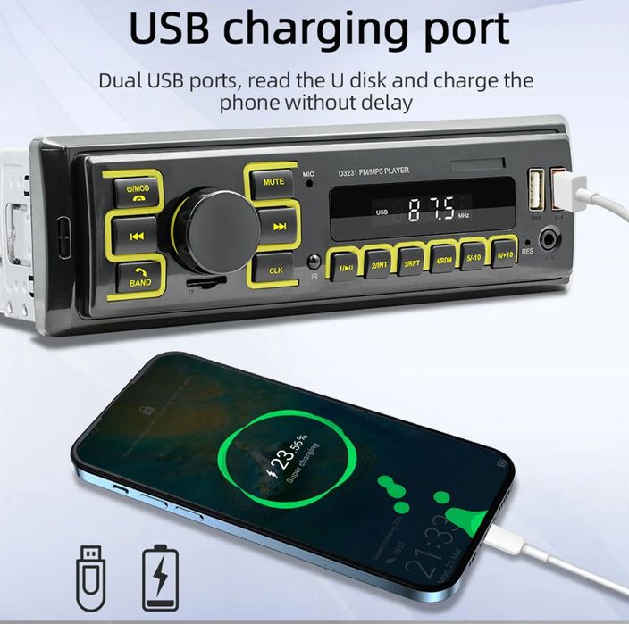 Rádio 1din Stereo USB com App FM Cartão BLUETOOTH novo