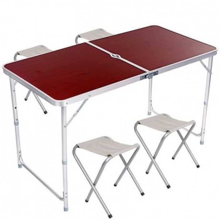 Набор мебели алюминиевой раскладной стол + 4 стула коричневый