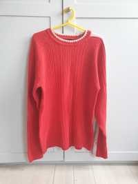 Czerwony sweter z wełny jagnięca wełniany L XL Quicksilver narciarski