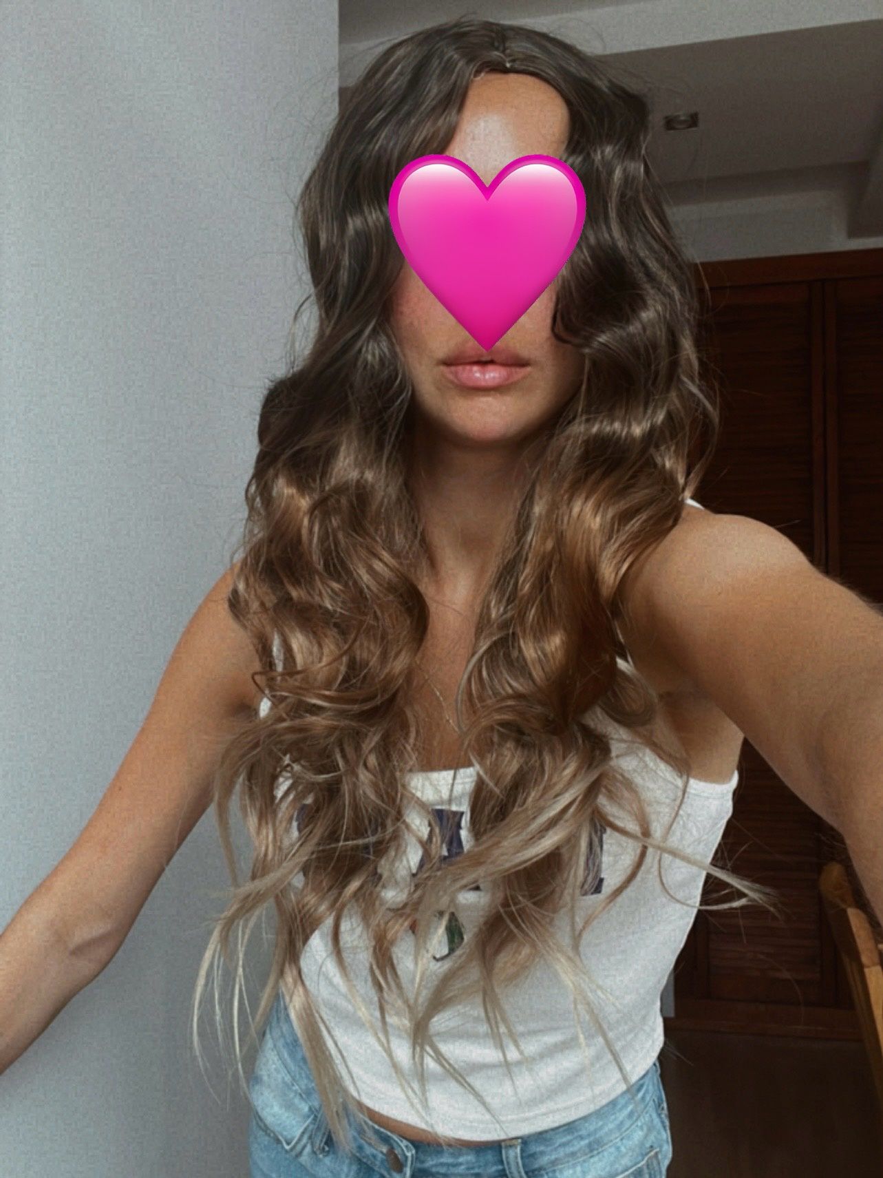 Peruka włosy długie jasny brąz ombre loki blond pasemka nowa