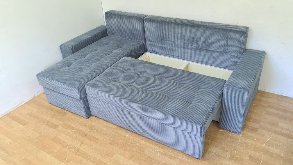 Nowy Narożnik sprężyny automat sztruks welur plusz kanapa sofa rogówka