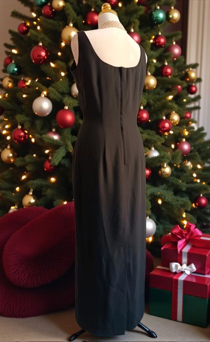 Vintage Black evening maxi dress s elegant festive