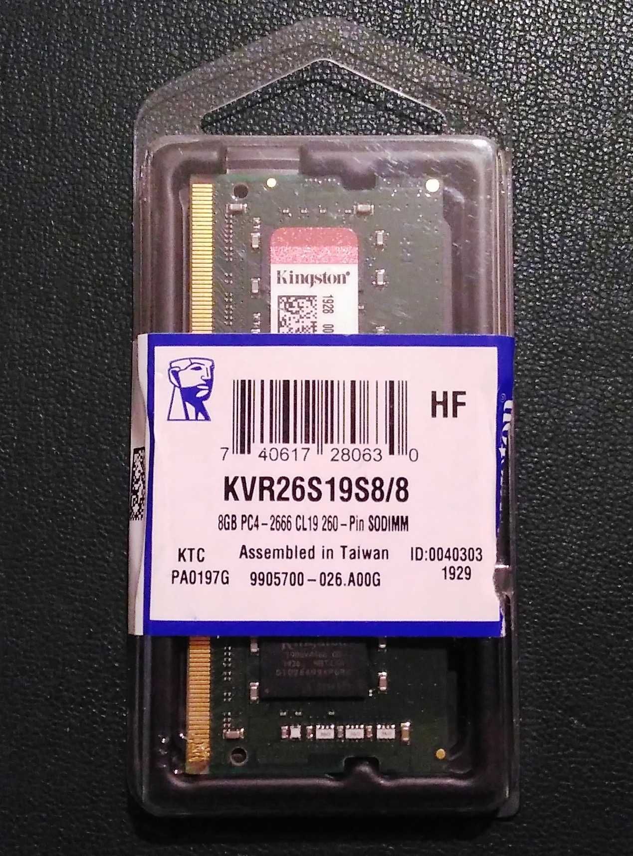 Продаю модуль ОП ''Kingston'' 8 GB SODIMM DDR4-2666 KVR26S19S8/8