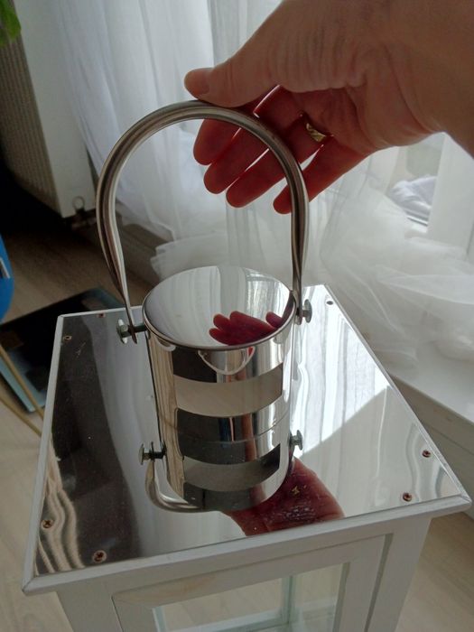 Piękny duży drewniany biały srebrny lampion Argent Home&You