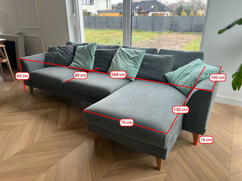 Sofa narożna z szezlongiem prawostronna