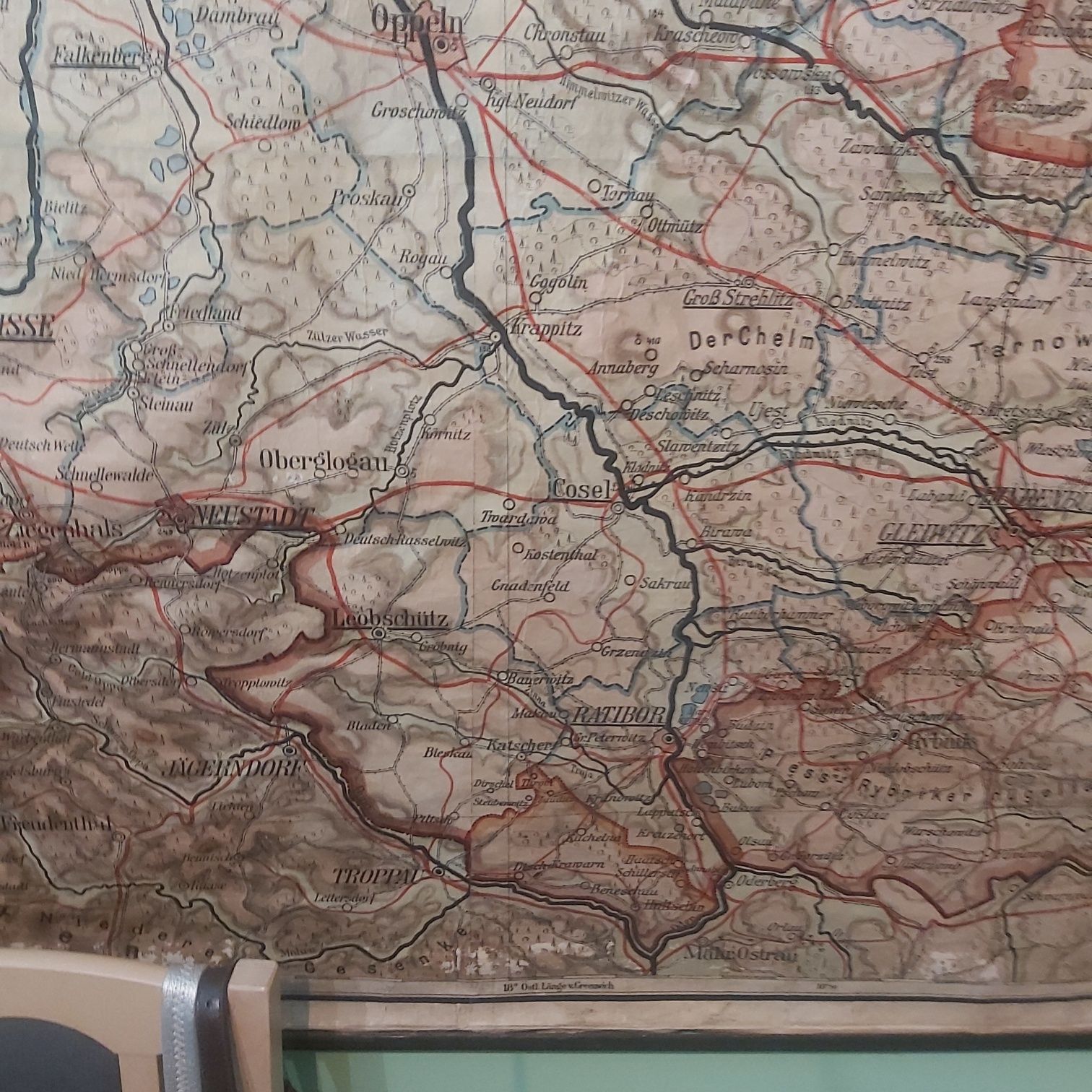 Mapa ścienna wisząca Zabytek stara niemiecka PROVINZ OBERSCHLESIEN