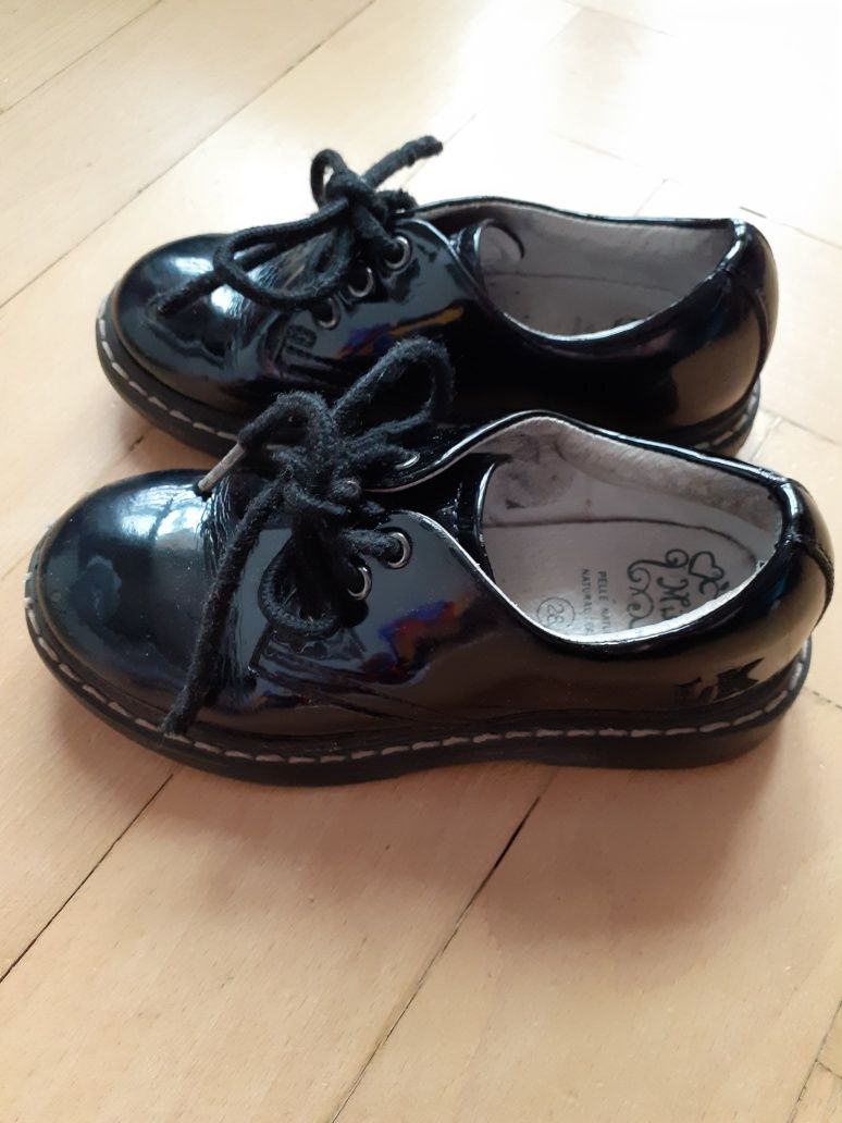 Buty buciki dziewczęce skórzane lakierowane jesienne wiosenne 28