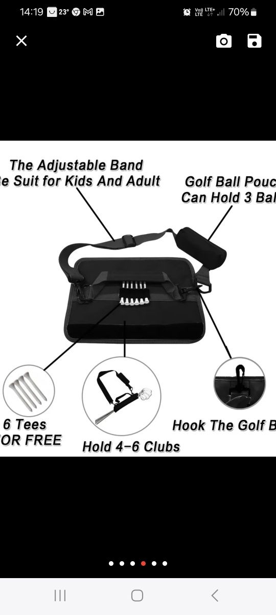 Mini torba na kije golfowe z tee.