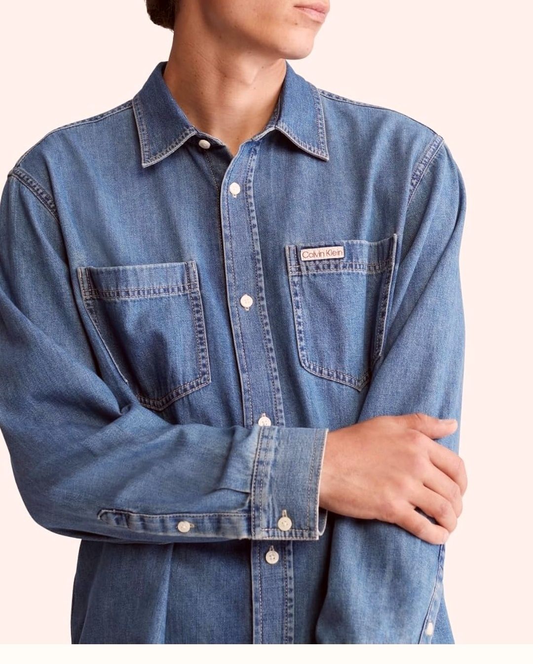 Мужская джинсовая рубашка calvin klein, размер L