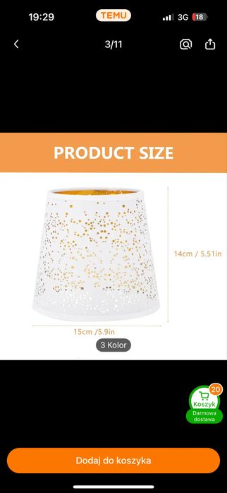 Abażur mały lampka komplet 2 sztuki biały złoty nowy