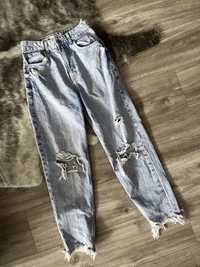 Mom jeans bershka dziury wysoki stan 36