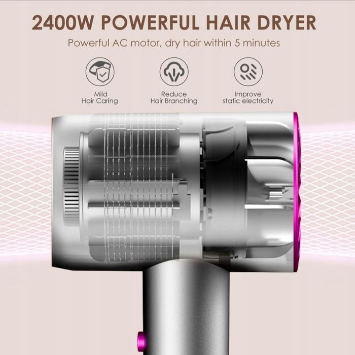 Suszarka do włosów 2400W Turbo Ultra-Quiet z dyfuzorem