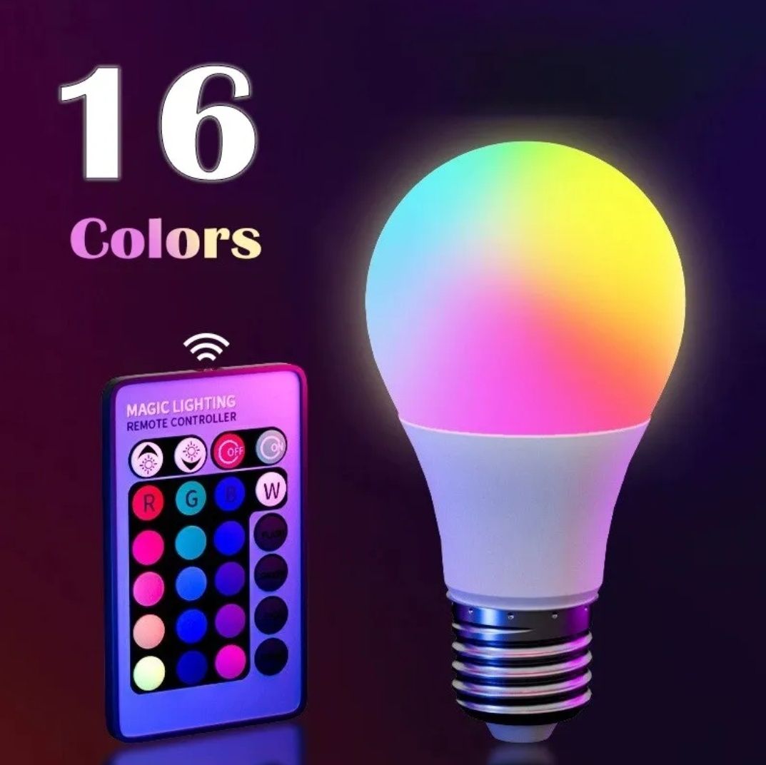 Żarówka kolorowa LED RGB 12W E27 + Pilot