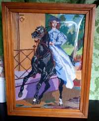 Продам вишиту  картину "Дама на коні"